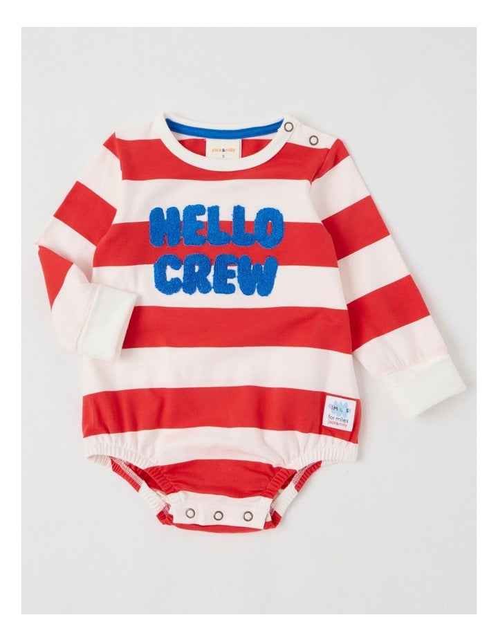 Lachie Hello Crew Boucle Bodysuit in Blue