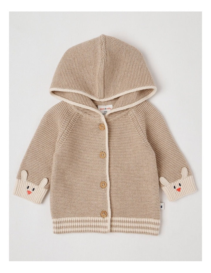 Naturals Newborn Milo Knit Cardigan in Light Brown