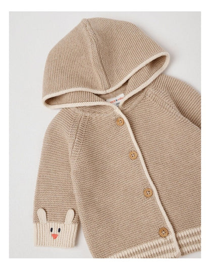 Naturals Newborn Milo Knit Cardigan in Light Brown