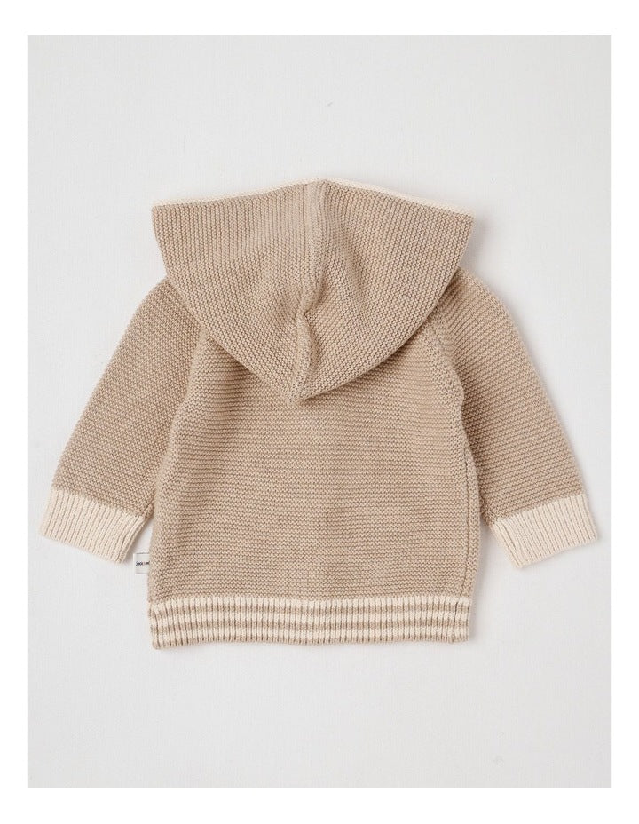 Naturals Newborn Milo Knit Cardigan in Light Brown