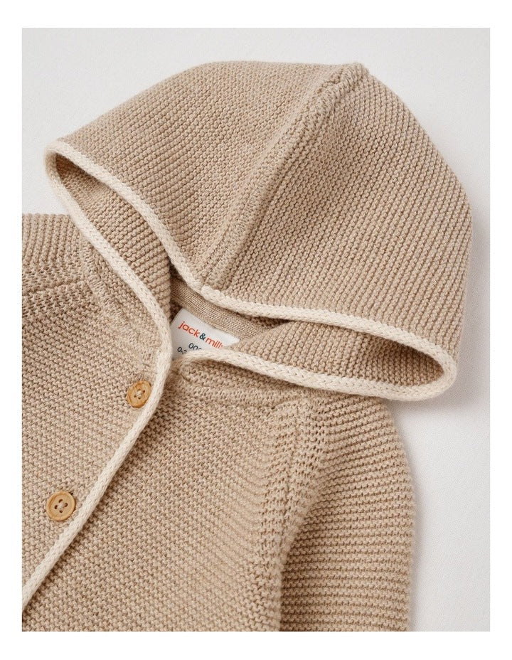 Naturals Newborn Milo Knit Cardigan in Light Brown