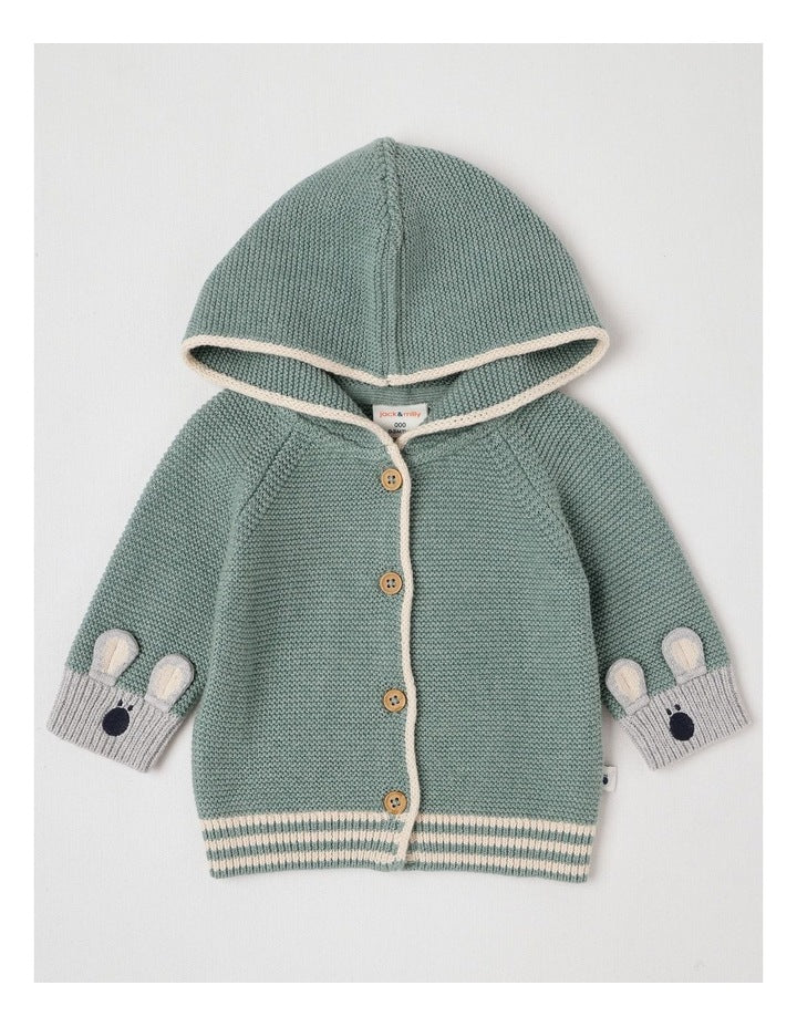 Naturals Newborn Milo Knit Cardigan in Green