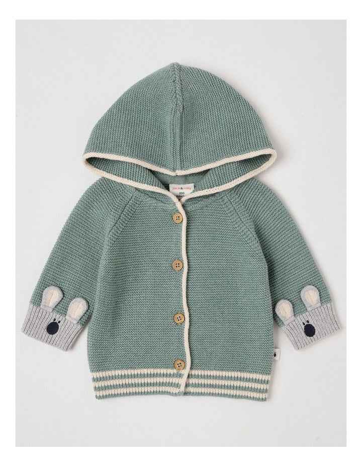Naturals Newborn Milo Knit Cardigan in Green