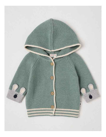 Naturals Newborn Milo Knit Cardigan in Green