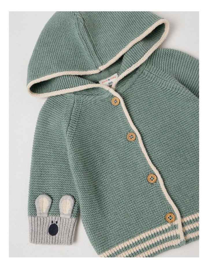 Naturals Newborn Milo Knit Cardigan in Green