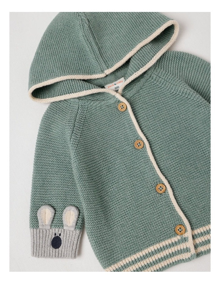 Naturals Newborn Milo Knit Cardigan in Green