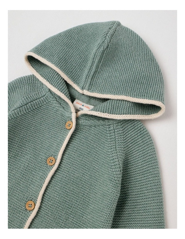 Naturals Newborn Milo Knit Cardigan in Green