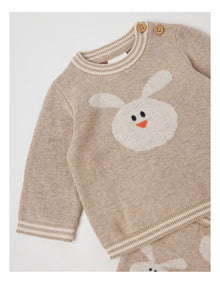 Naturals Newborn Sammy Knit Bunny Top & Bottom Set in Light Brown