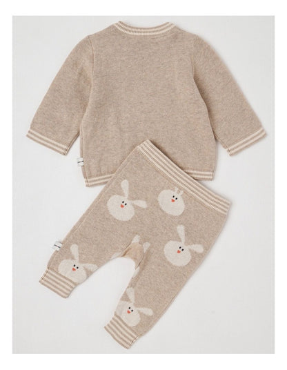 Naturals Newborn Sammy Knit Bunny Top & Bottom Set in Light Brown