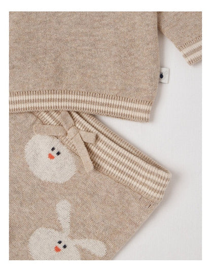 Naturals Newborn Sammy Knit Bunny Top & Bottom Set in Light Brown