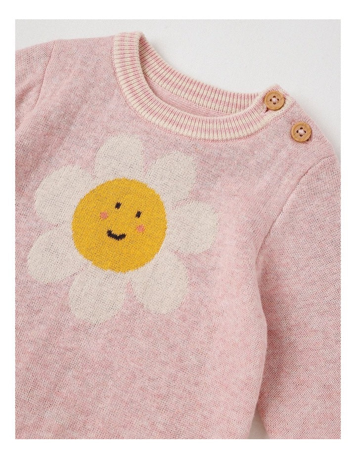 Naturals Newborn Sammy Knit Bunny Top & Bottom Set in Pink