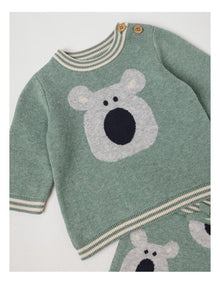 Naturals Newborn Sammy Knit Bunny Top & Bottom Set in Green