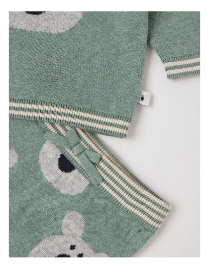 Naturals Newborn Sammy Knit Bunny Top & Bottom Set in Green