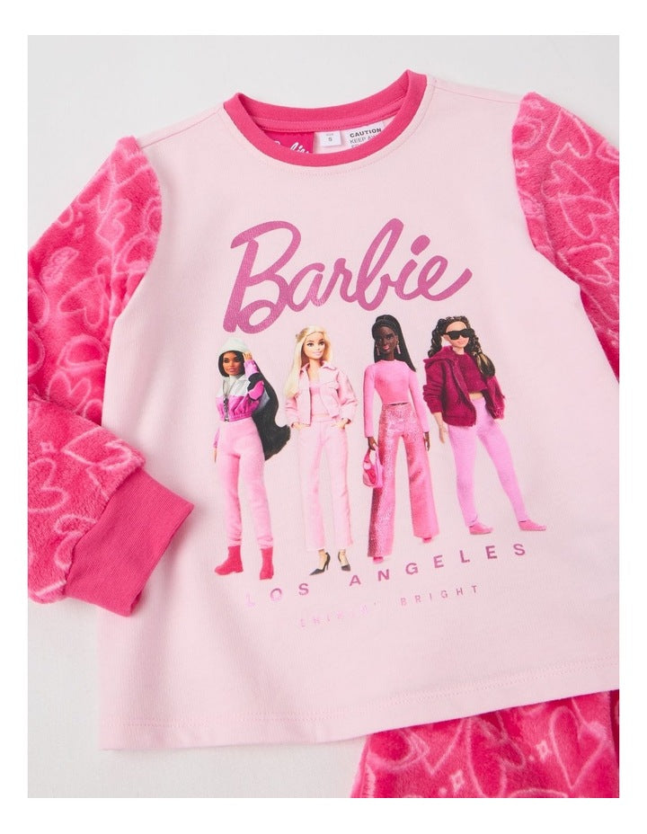 Barbie Fleece Knit Pyjama With Socks in Pink