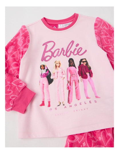 Barbie Fleece Knit Pyjama With Socks in Pink