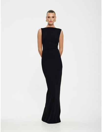 Verona Stretch Crepe Low Back Evening Gown