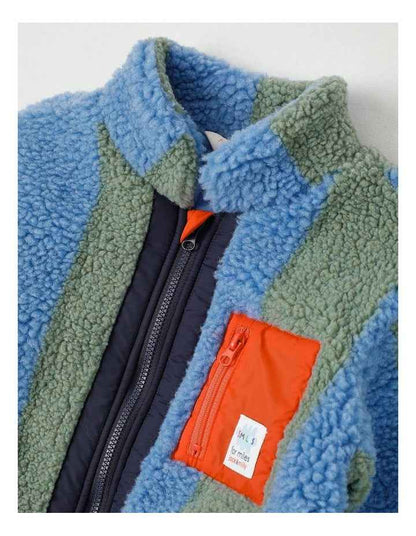 Cloudy Stripe Sherpa Jacket in Green