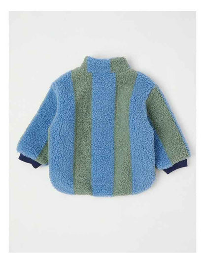 Cloudy Stripe Sherpa Jacket in Green