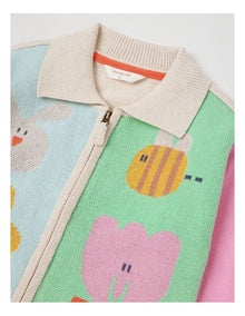 Jesse Knit Zip Through Cardigan with Character Motifs in Assorted