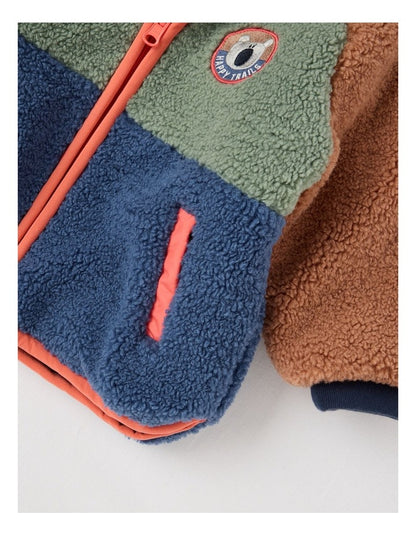 Riley Colourblocked Quilted Reversible Jacket in Navy/Green