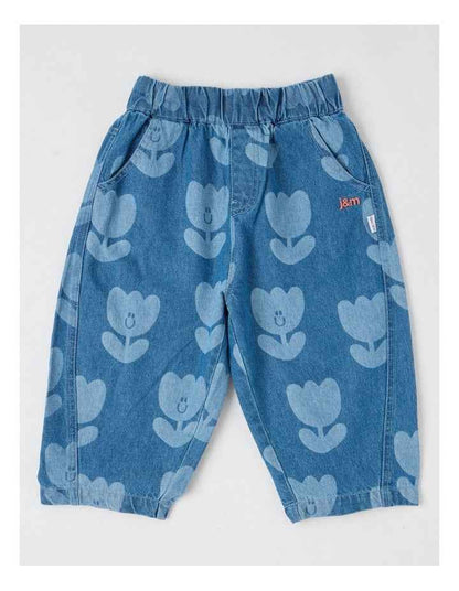 Pip Laser Print Tulip Barrel Leg Jean in Blue