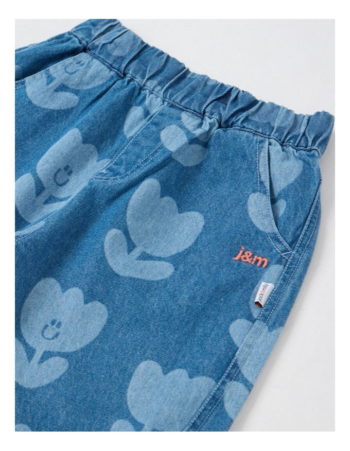 Pip Laser Print Tulip Barrel Leg Jean in Blue