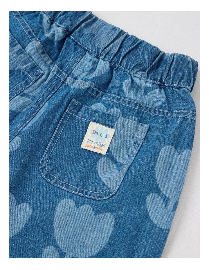 Pip Laser Print Tulip Barrel Leg Jean in Blue