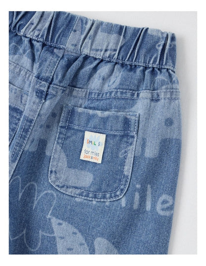 Pip Laser Print Dino Barrel Leg Jean in Blue