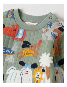 Ellis Quilted Pyjama Set with Best In Show Print in Green