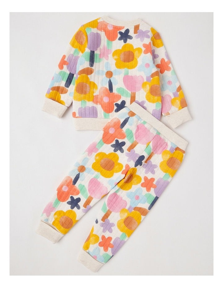 Ellis Quilted Pyjama Set with Watercolour Floral Print