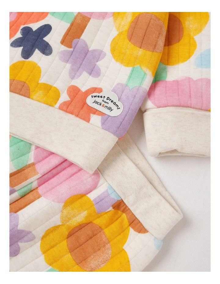 Ellis Quilted Pyjama Set with Watercolour Floral Print