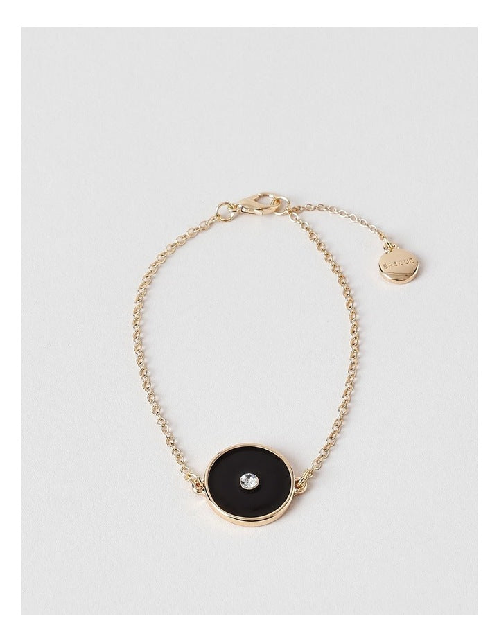 Gold and Black Disc Bracelet in Black