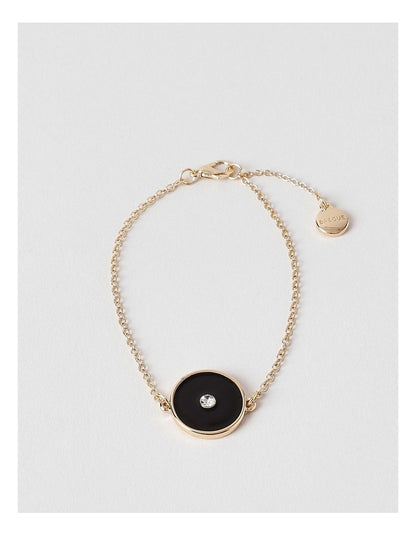 Gold and Black Disc Bracelet in Black