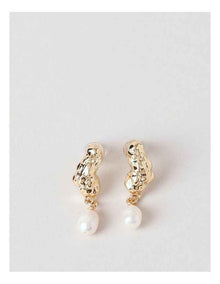 Gold and Pearl Drop Earring in Gold