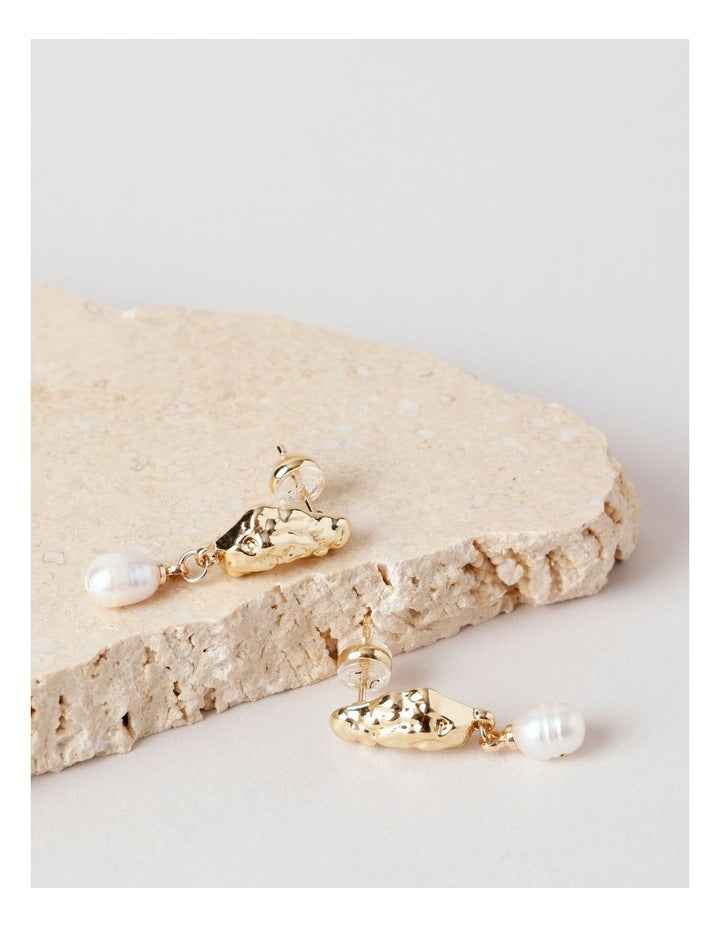 Gold and Pearl Drop Earring in Gold