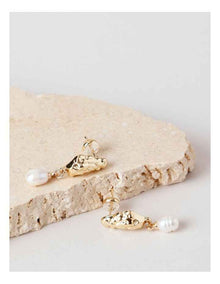 Gold and Pearl Drop Earring in Gold
