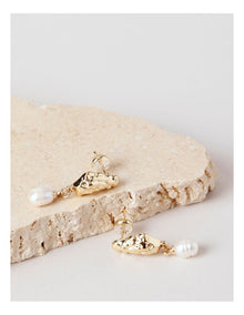 Gold and Pearl Drop Earring in Gold