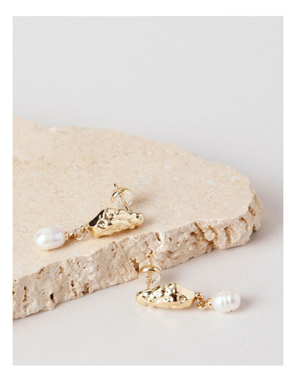 Gold and Pearl Drop Earring in Gold