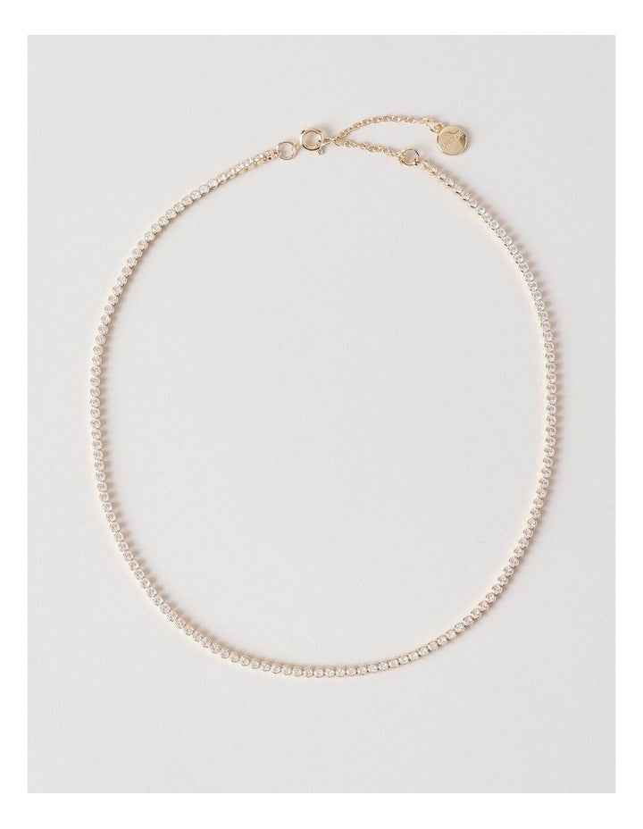 Cubic Zirconia Tennis Necklace in Gold