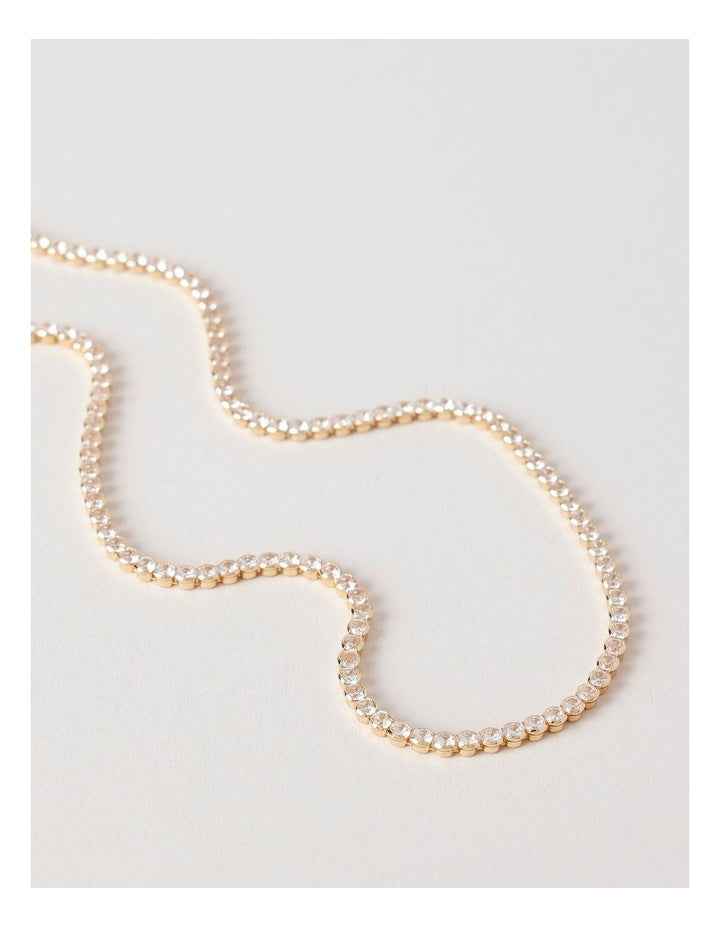 Cubic Zirconia Tennis Necklace in Gold