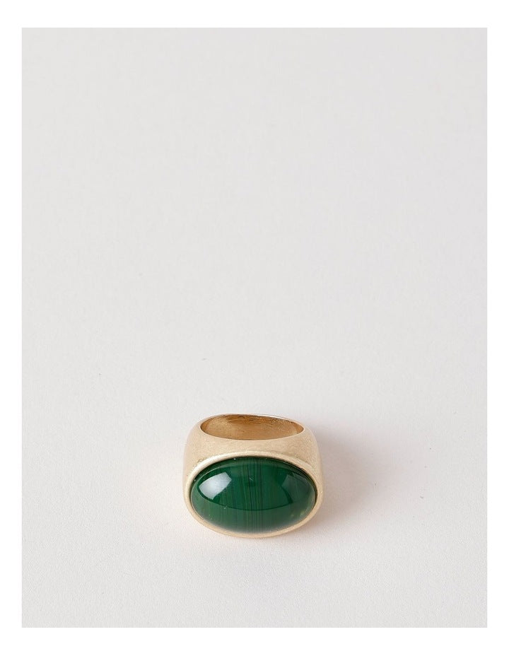 Gold and Jade Stone Ring in Gold