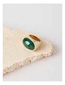 Gold and Jade Stone Ring in Gold