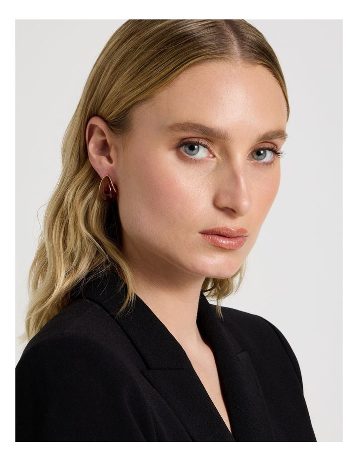 Amber Teardrop Earring in Brown