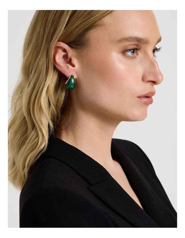 Green Teardrop Earring in Green