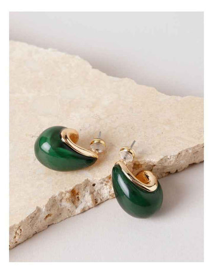 Green Teardrop Earring in Green