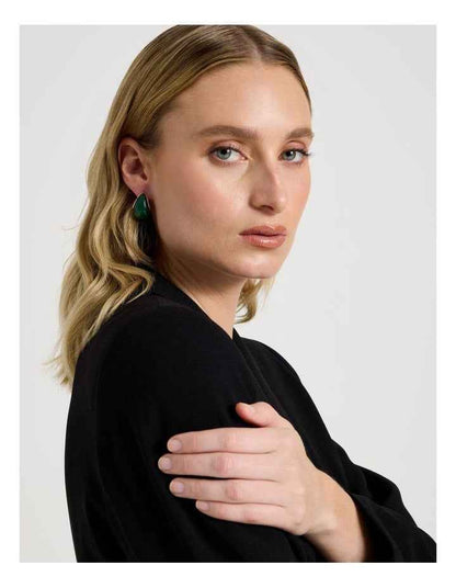 Green Teardrop Earring in Green