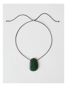 Stone and Cord Pendant in Green