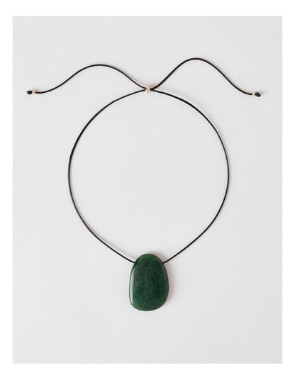 Stone and Cord Pendant in Green