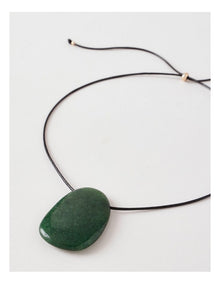 Stone and Cord Pendant in Green