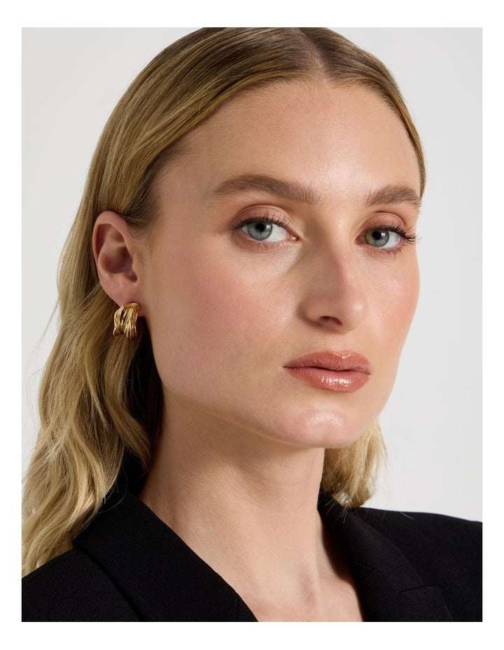 Textured Small Hoops in Gold
